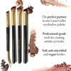 image:imageLAURA GELLER Full Face Powder Makeup Brush with Wooden Handle in Midnight Black  Foundation Setting Powder Blush Bronzer Highlighter and Luminizers  Sheer Even Application and Blending Makeup18 Eyeshadow Brushes 4 Pack