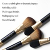 image:imageLAURA GELLER Full Face Powder Makeup Brush with Wooden Handle in Midnight Black  Foundation Setting Powder Blush Bronzer Highlighter and Luminizers  Sheer Even Application and Blending Makeup10 DualEnded Highlighter Brush