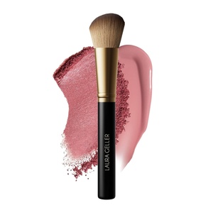 image:imageLAURA GELLER Full Face Powder Makeup Brush with Wooden Handle in Midnight Black  Foundation Setting Powder Blush Bronzer Highlighter and Luminizers  Sheer Even Application and Blending Makeup05 Angled Blush Brush