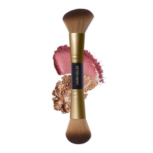 image:imageLAURA GELLER Full Face Powder Makeup Brush with Wooden Handle in Midnight Black  Foundation Setting Powder Blush Bronzer Highlighter and Luminizers  Sheer Even Application and Blending Makeup09 DualEnded Blush  Bronzer Brush