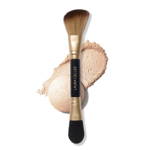 image:imageLAURA GELLER Full Face Powder Makeup Brush with Wooden Handle in Midnight Black  Foundation Setting Powder Blush Bronzer Highlighter and Luminizers  Sheer Even Application and Blending Makeup10 DualEnded Highlighter Brush