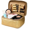 image:imageLAURA GELLER NEW YORK Train Case Makeup Organizer  Structured Cosmetic Bag with Brush Holders Compartments amp TravelFriendly Storage