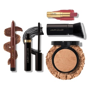 image:imageFinishing Touches Kit Baked BalancenBrighten Powder Foundation Golden Medium  Airbrush Kabuki  Jelly Balm Tinted Lip Balm Figger Than Life  Kajal Eyeliner Dark Brown  Kajal Mascara