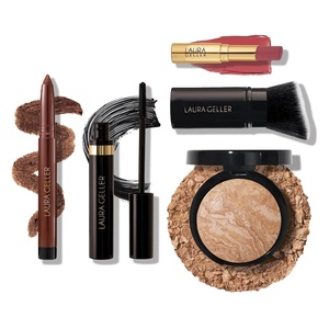 image:imageFinishing Touches Kit Baked BalancenBrighten Powder Foundation Medium  Airbrush Kabuki  Jelly Balm Tinted Lip Balm Figger Than Life  Kajal Eyeliner Dark Brown  Kajal Mascara