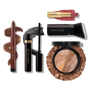 image:imageFinishing Touches Kit Baked BalancenBrighten Powder Foundation Tan  Airbrush Kabuki  Jelly Balm Tinted Lip Balm Figger Than Life  Kajal Eyeliner Dark Brown  Kajal Mascara