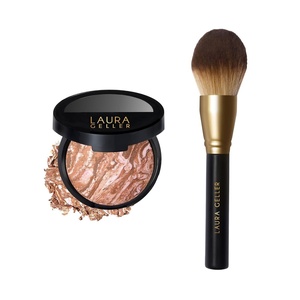 image:imageLAURA GELLER Baked BronzeNBrighten Bronzer Powder Bronze Glow  MediumMedium  Classic Bronzer Brush