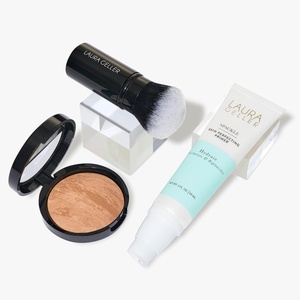 image:imageLAURA GELLER NEW YORK Face the day Kit 3 PC  BalancenBrighten Foundation Golden Medium  Spackle Skin Perfecting Primer Hydrate  Airbrush Round Kabuki Brush