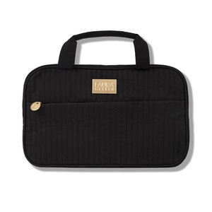 image:imageLAURA GELLER NEW YORK Quilted Folding Travel Makeup Bag Black  Hanging Toiletry Bag Organizer for Travel  Large Capacity Full Size Makeup Bag  Easy to Clean