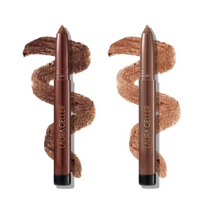 image:imageLAURA GELLER NEW YORK Kajal Longwear Kohl Eyeliner Pencil Duo  Dark Brown  Khaki  Smooth Blendable Liner  Infused with Caffeine