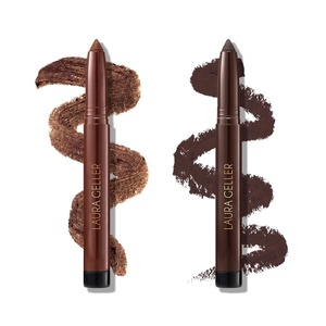 image:imageLAURA GELLER NEW YORK Kajal Longwear Kohl Eyeliner Pencil Duo  Dark Brown  Smoky Taupe  Smooth Blendable Liner  Infused with Caffeine