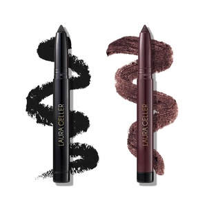 image:imageLAURA GELLER NEW YORK Kajal Longwear Kohl Eyeliner Pencil Duo  Deep Black  Smoky Amethyst  Smooth Blendable Liner  Infused with Caffeine