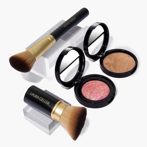 image:imageLAURA GELLER Fast Face Set Balance n Brighten Golden Medium  Blush n Brighten Pink Buttercream  Airbrush Kabuki  Angled Blush Brush